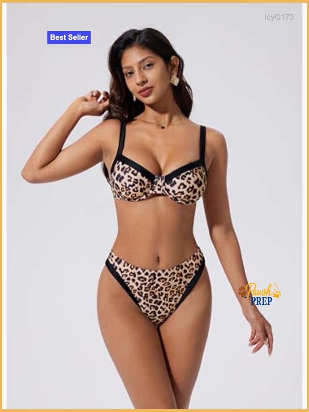 Color Block Underwire Bikini Set Cheeky High Cut 2 Piece Swimsuit - Picture 2 of 5